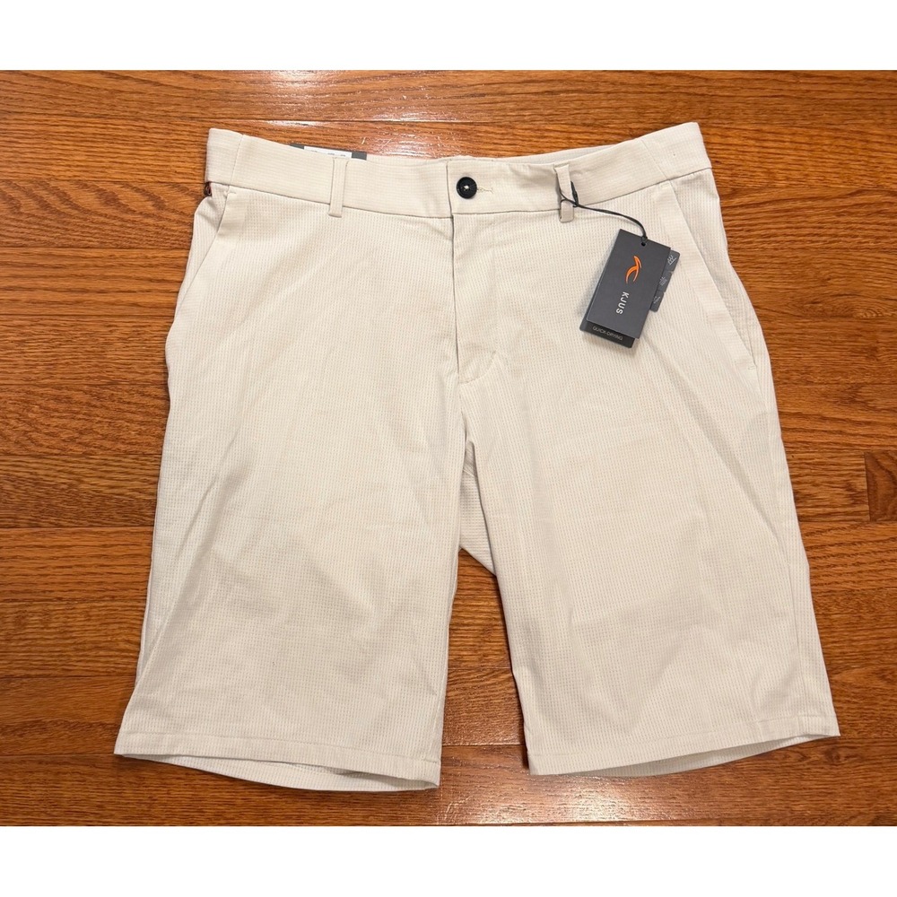 New KJUS Trade Wind Shorts Mens 33 Tailored Fit Beige Golf Performance 10" Chino